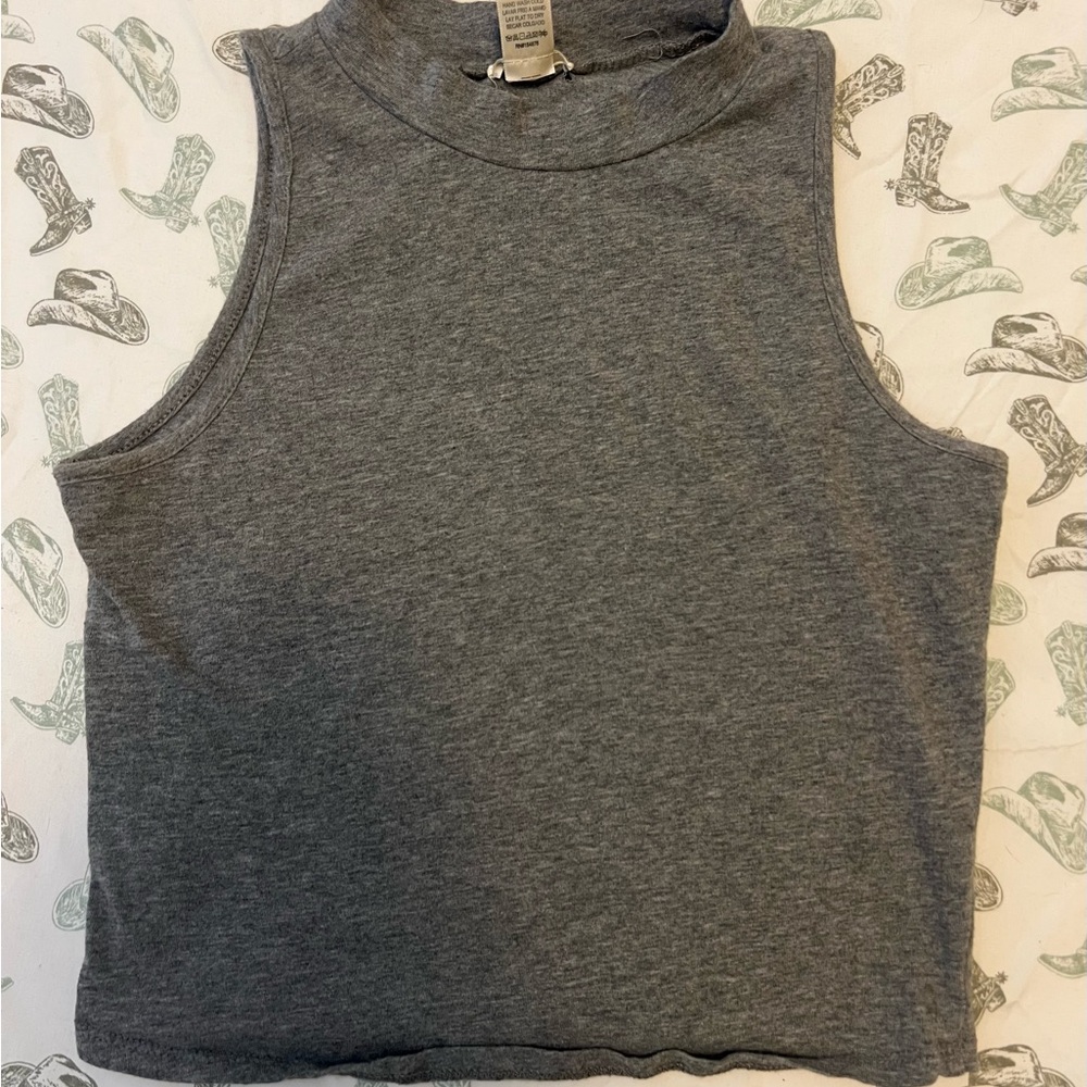 Bozzolo Gray Fitted Crop Tank Top